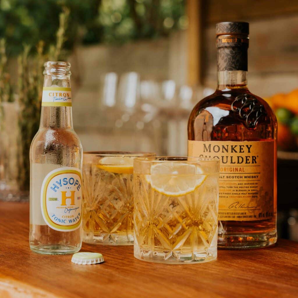 hysope premium mixers français bio cocktail tonic water citron whisky tonic monkey shoulder