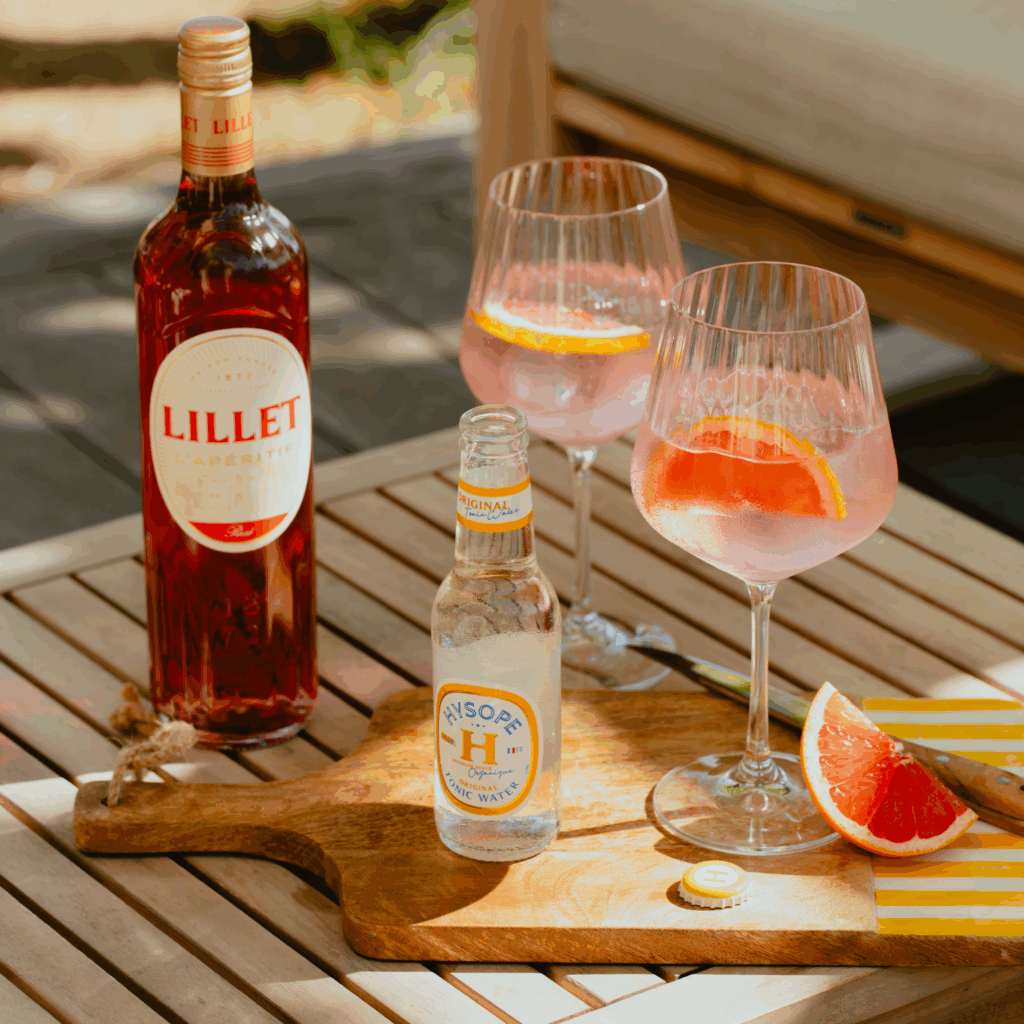 Lillet Spritz Rosé Hysope, cocktail pétillant au Lillet Rosé et au Tonic français bio